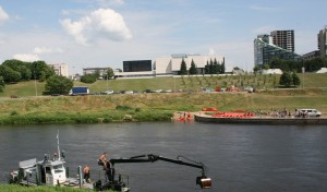 Technical boat "Vilnius" maintaining the Neris River in Vilnius. Operated by BARTA